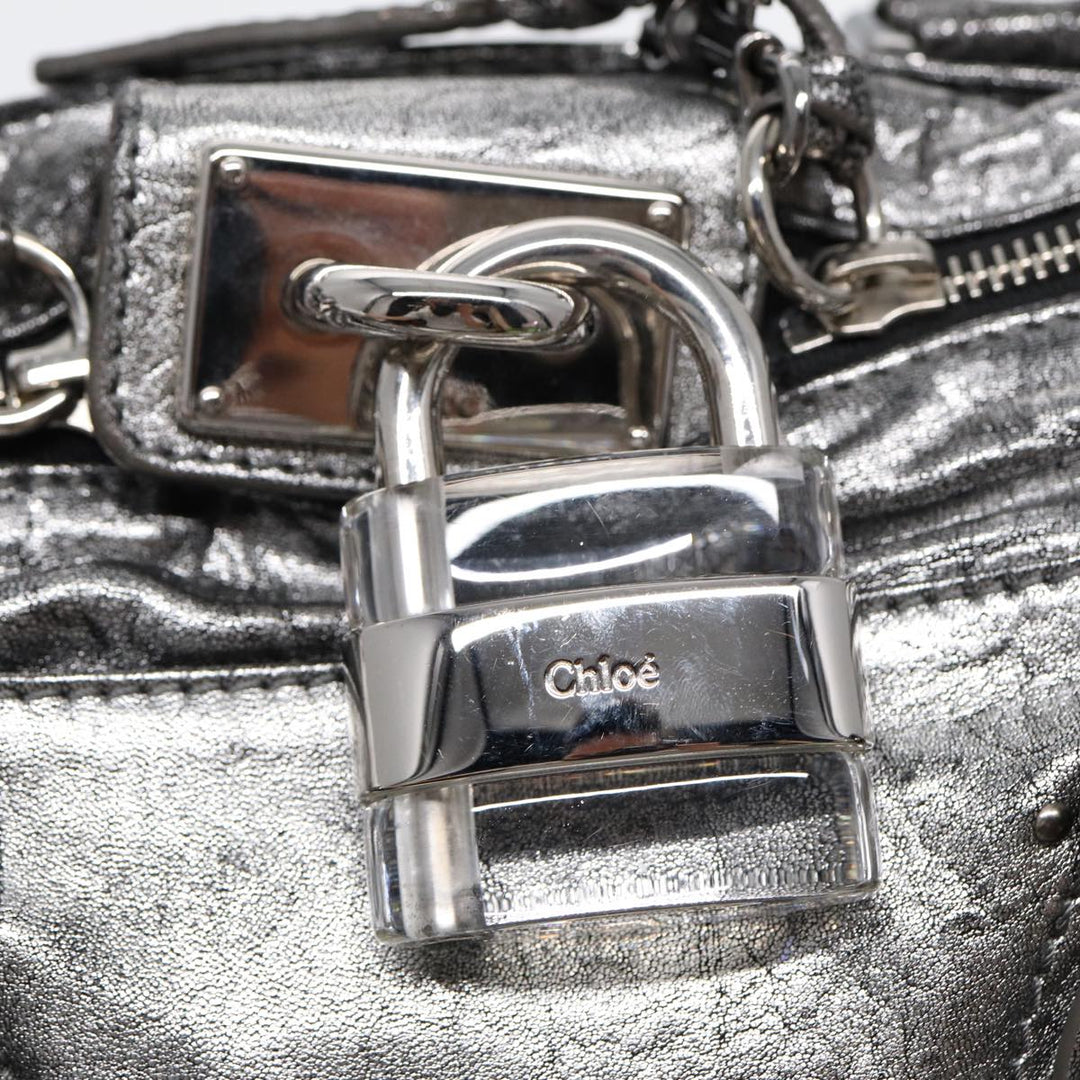 Chloe Paddington Hand Bag Leather Silver mr447