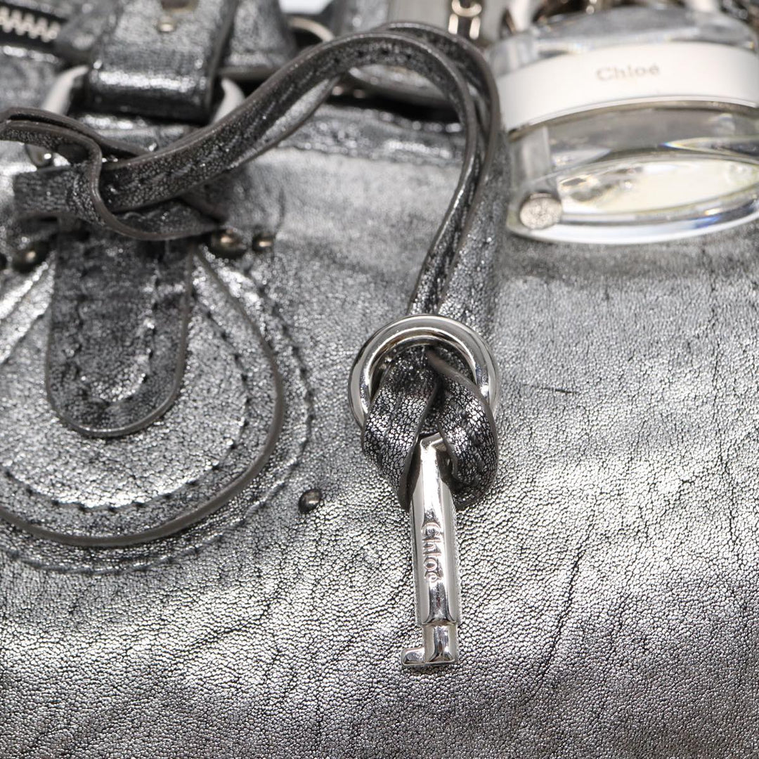 Chloe Paddington Hand Bag Leather Silver mr447