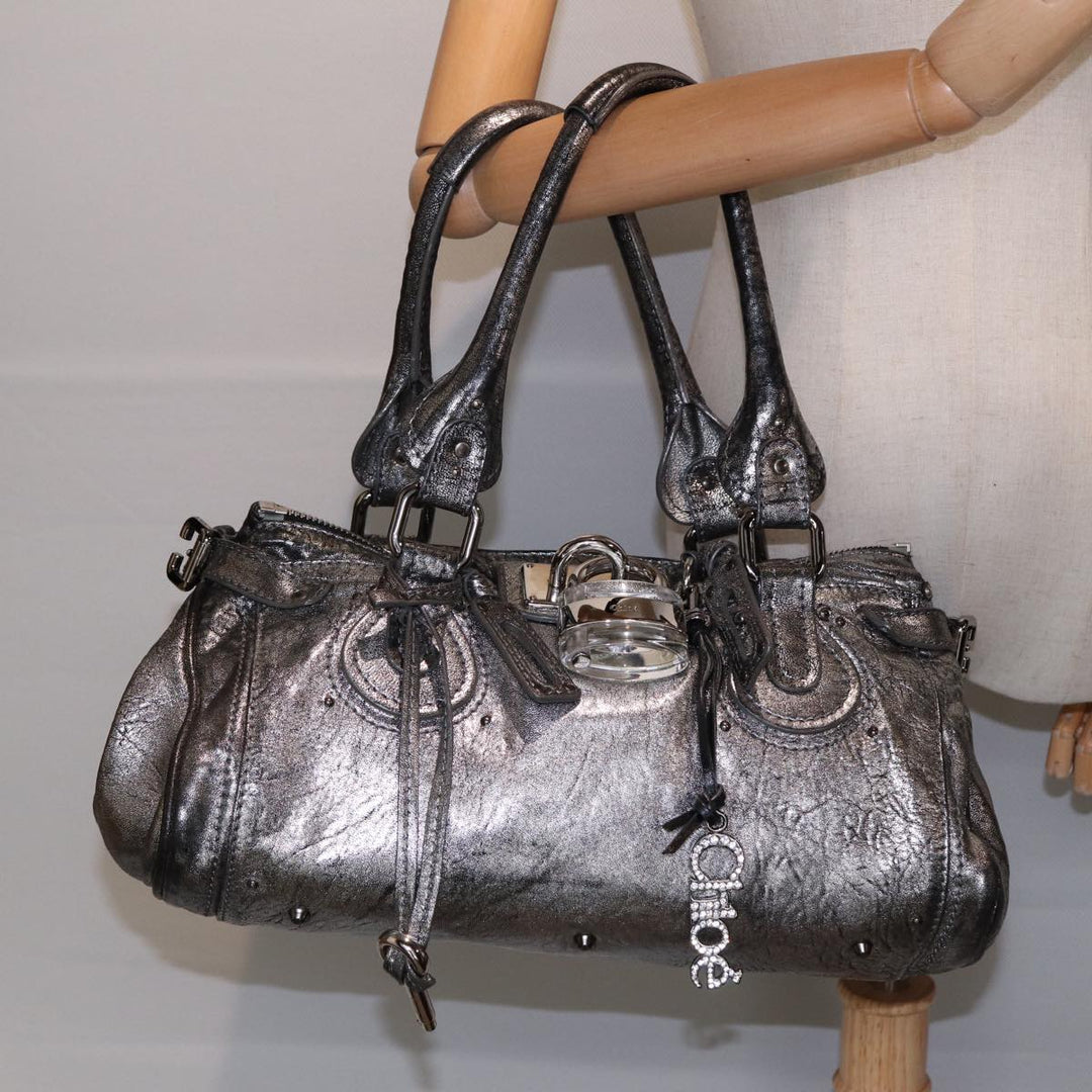 Chloe Paddington Hand Bag Leather Silver mr447