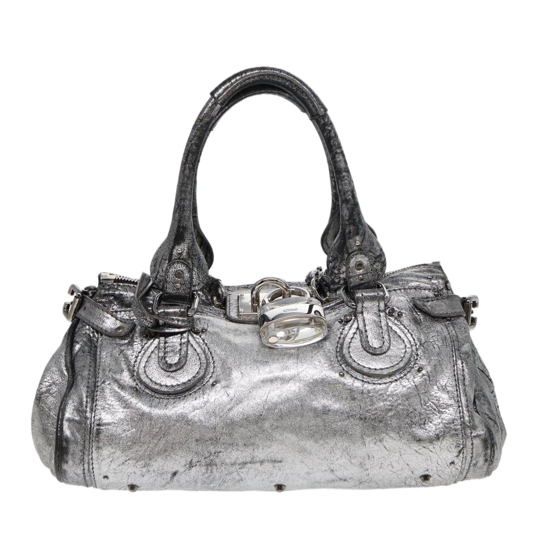 Chloe Paddington Hand Bag Leather Silver mr447