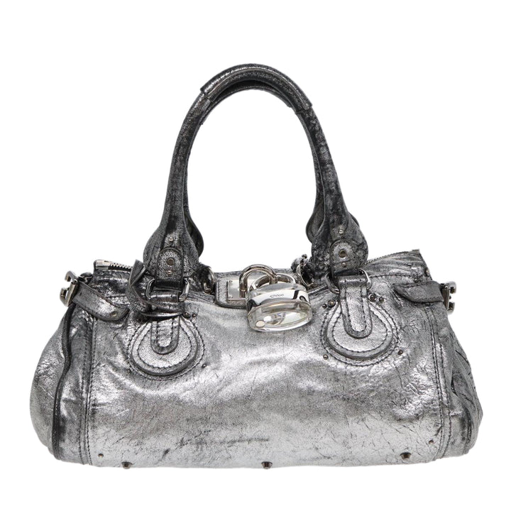 Chloe Paddington Hand Bag Leather Silver mr447