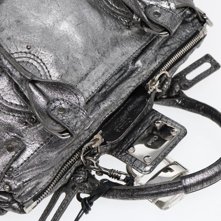 Chloe Paddington Hand Bag Leather Silver mr447