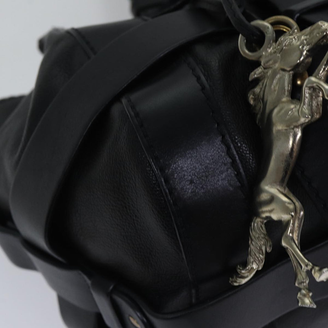 Chloe Kerala Horse Hand Bag Leather Black Gold Silver mr448