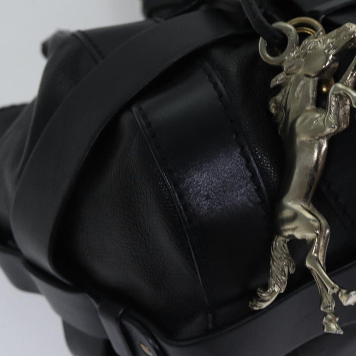 Chloe Kerala Horse Hand Bag Leather Black Gold Silver mr448