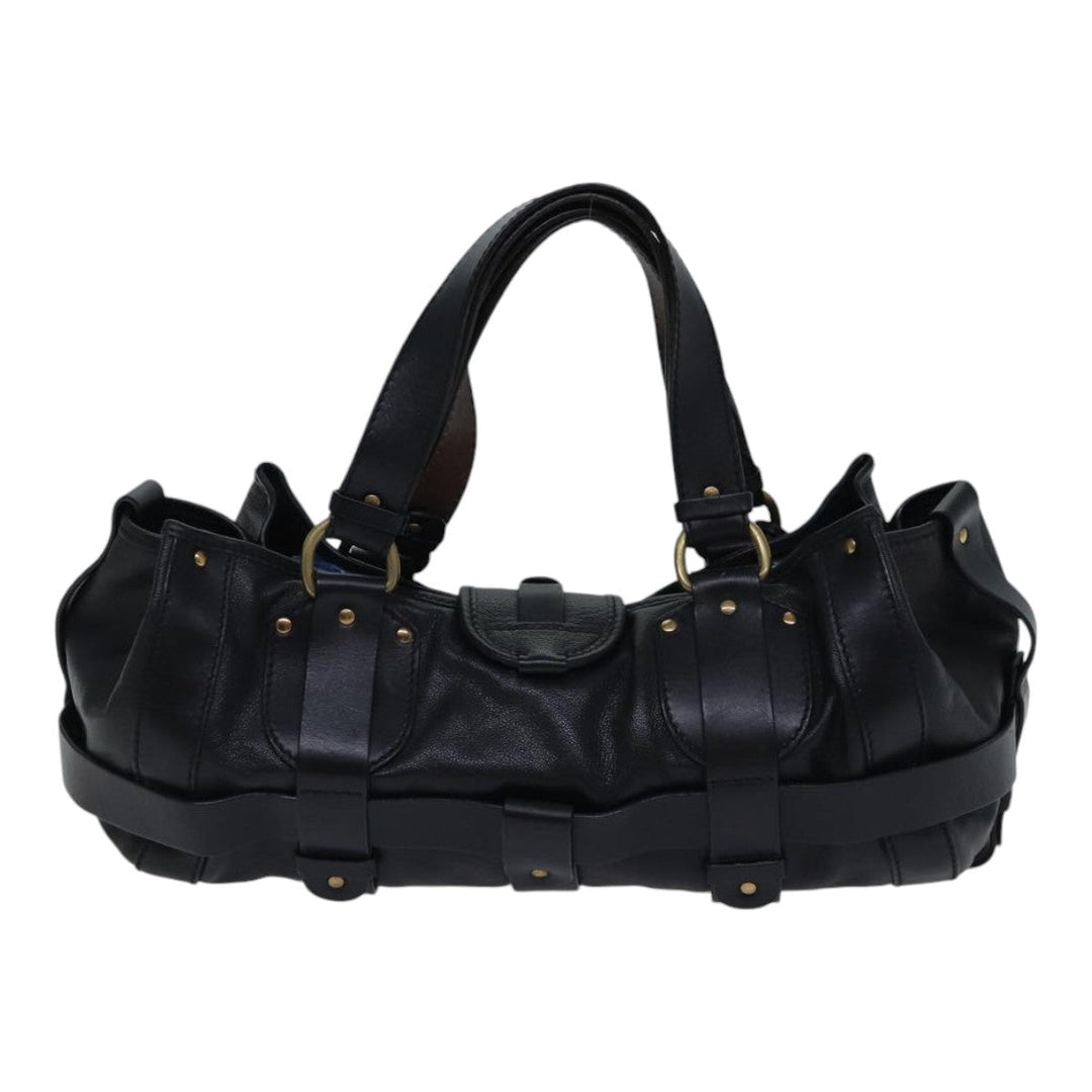 Chloe Kerala Horse Hand Bag Leather Black Gold Silver mr448