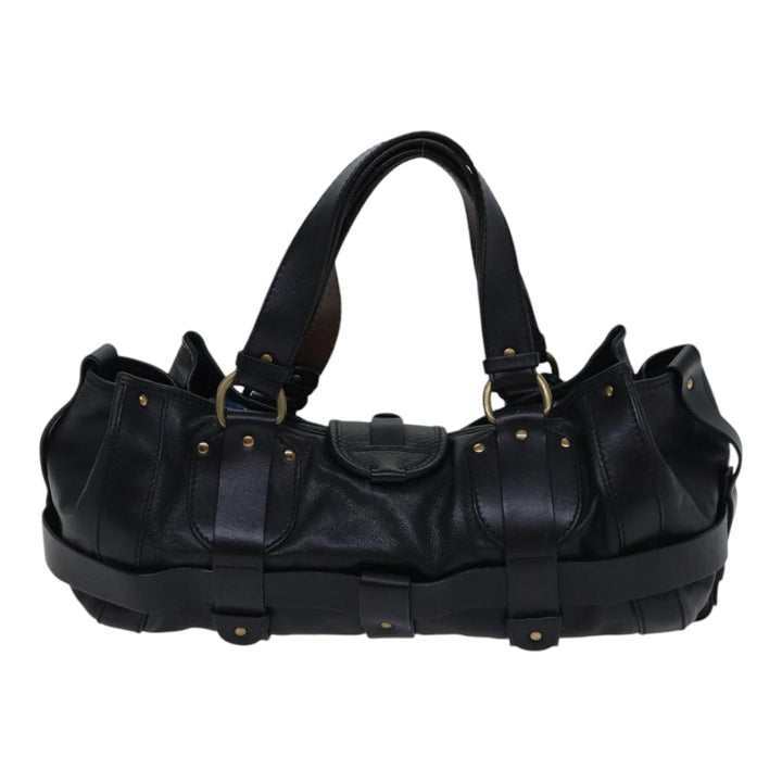 Chloe Kerala Horse Hand Bag Leather Black Gold Silver mr448