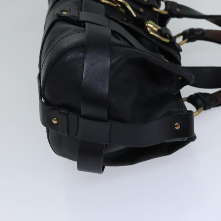 Chloe Kerala Horse Hand Bag Leather Black Gold Silver mr448