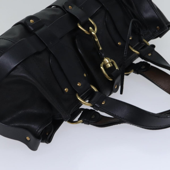 Chloe Kerala Horse Hand Bag Leather Black Gold Silver mr448