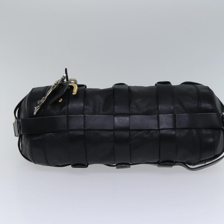 Chloe Kerala Horse Hand Bag Leather Black Gold Silver mr448