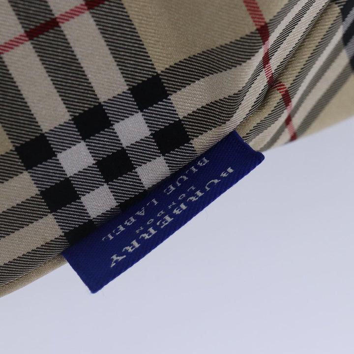 Burberry Nova Check Blue Label Hand Bag Nylon Beige Silver Auth mr449