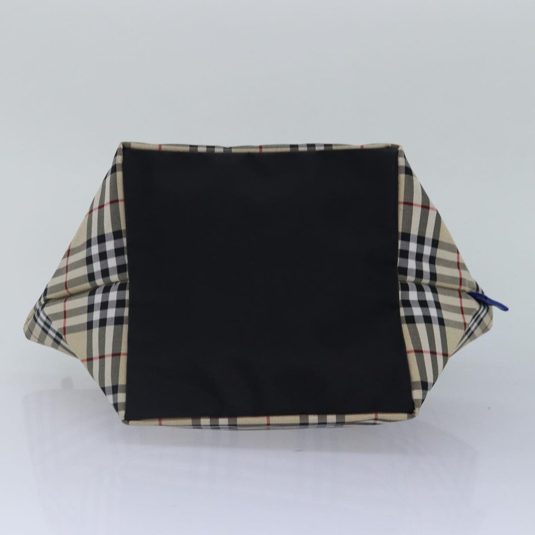 Burberry Nova Check Blue Label Hand Bag Nylon Beige Silver Auth mr449