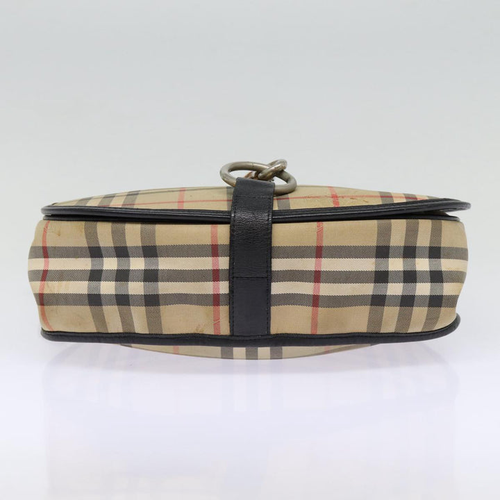 BurberrySs Nova Check Shoulder Bag Canvas Beige Black Silver Auth mr460