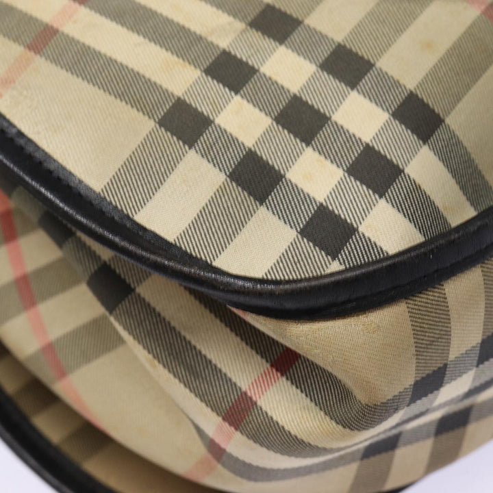 BurberrySs Nova Check Shoulder Bag Canvas Beige Black Silver Auth mr460