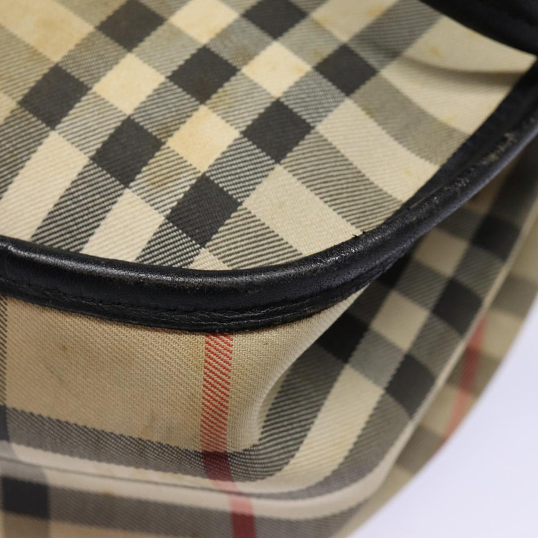 BurberrySs Nova Check Shoulder Bag Canvas Beige Black Silver Auth mr460