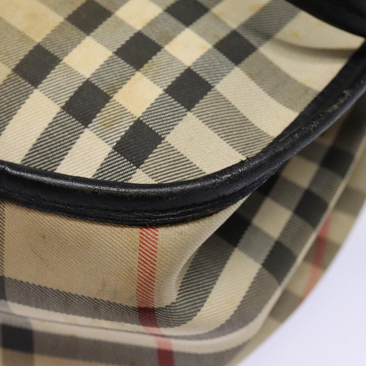 BurberrySs Nova Check Shoulder Bag Canvas Beige Black Silver Auth mr460