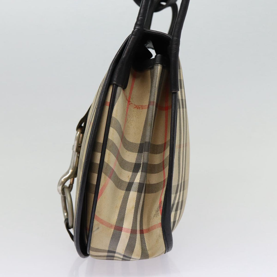 BurberrySs Nova Check Shoulder Bag Canvas Beige Black Silver Auth mr460
