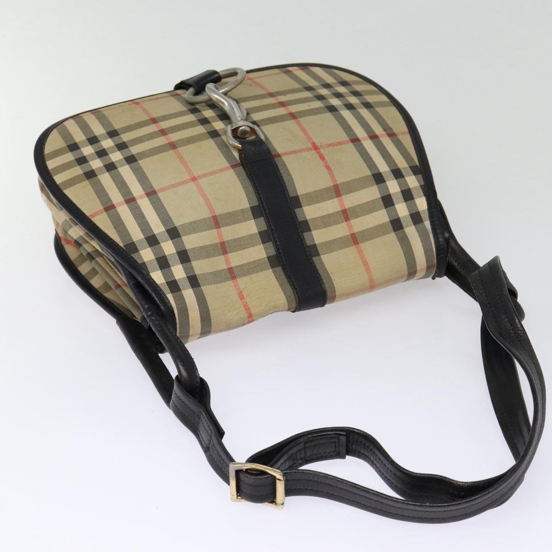 BurberrySs Nova Check Shoulder Bag Canvas Beige Black Silver Auth mr460