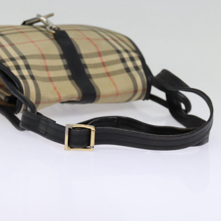 BurberrySs Nova Check Shoulder Bag Canvas Beige Black Silver Auth mr460