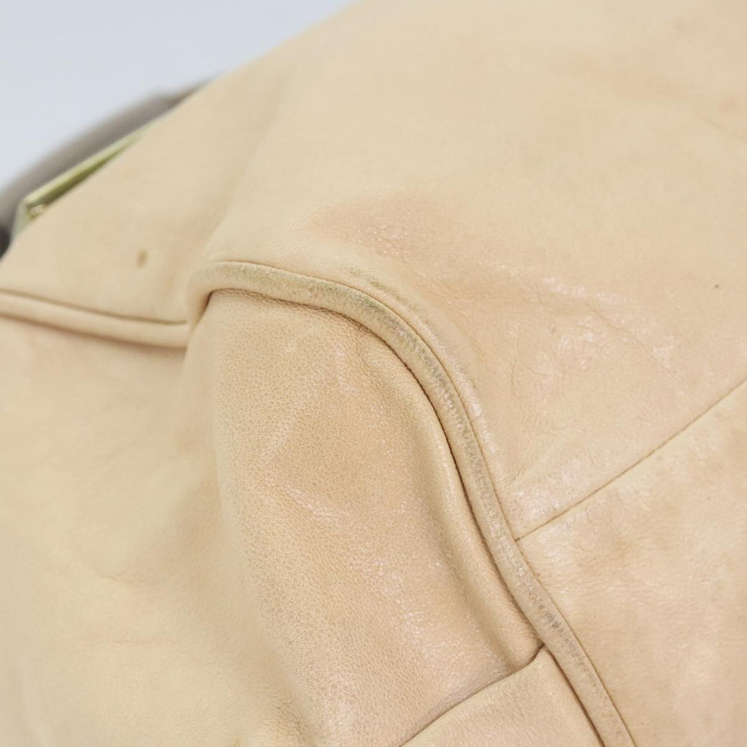 Chloe Etel Hand Bag Leather 2way Beige Gold mr500