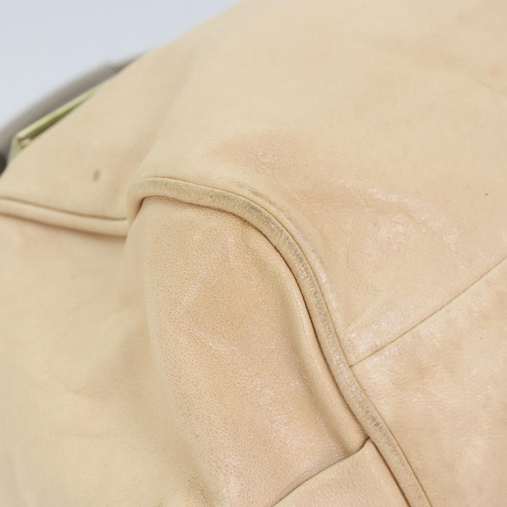 Chloe Etel Hand Bag Leather 2way Beige Gold mr500