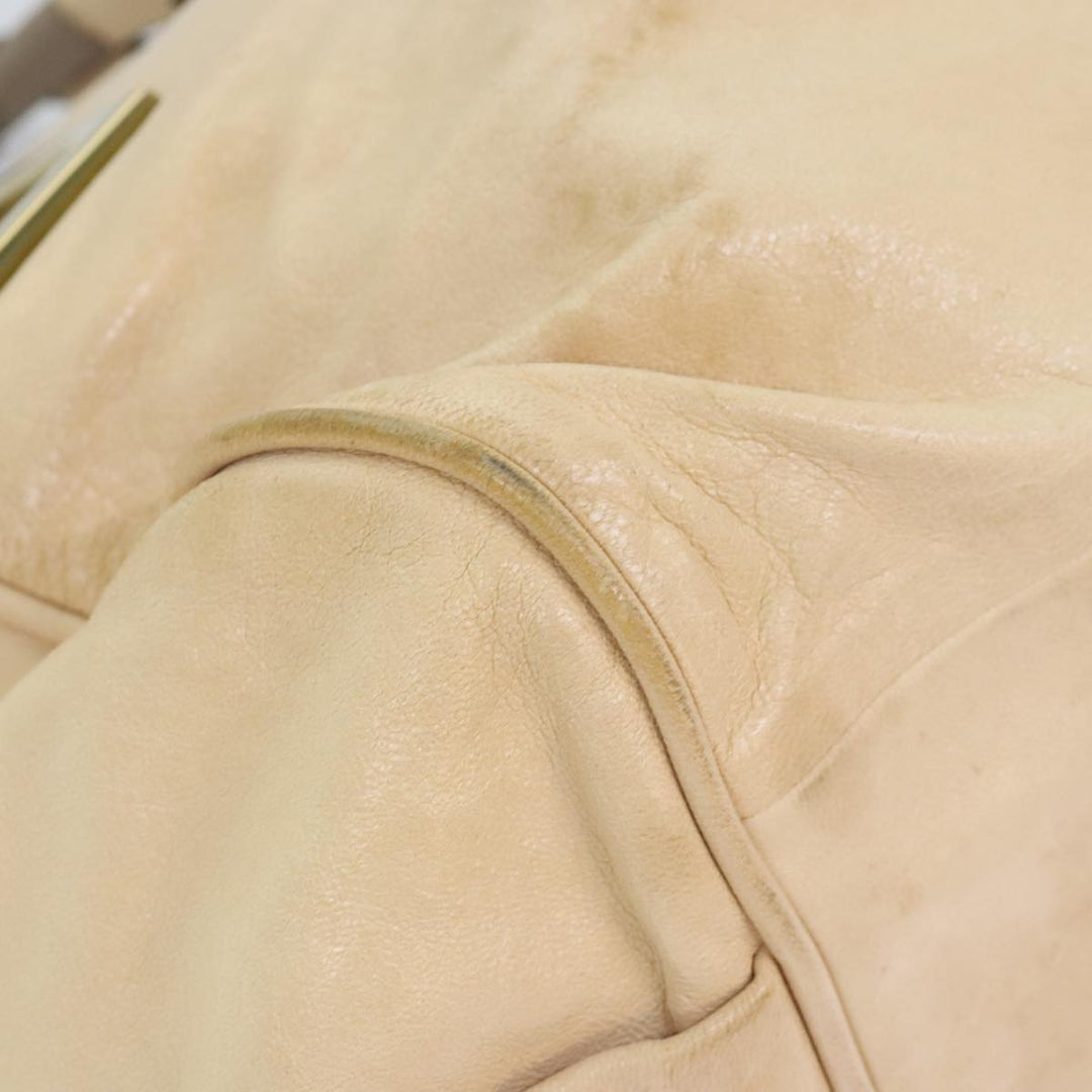 Chloe Etel Hand Bag Leather 2way Beige Gold mr500
