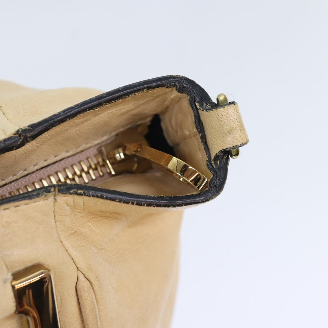 Chloe Etel Hand Bag Leather 2way Beige Gold mr500