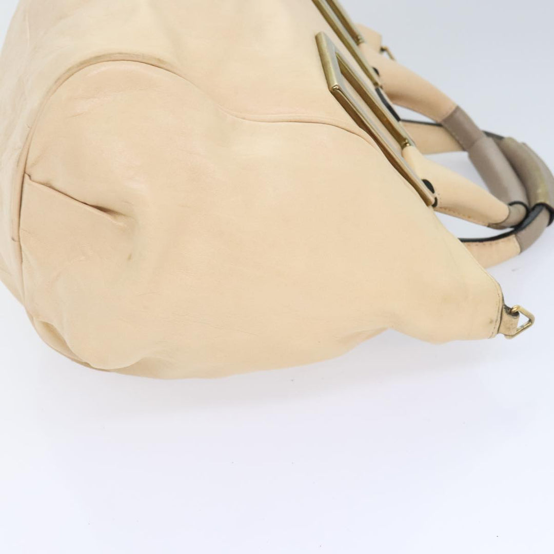 Chloe Etel Hand Bag Leather 2way Beige Gold mr500