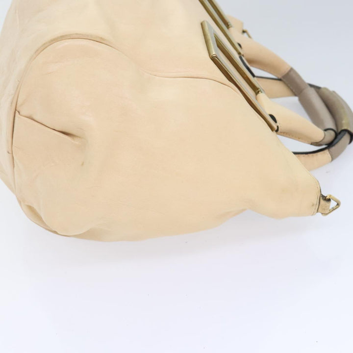 Chloe Etel Hand Bag Leather 2way Beige Gold mr500