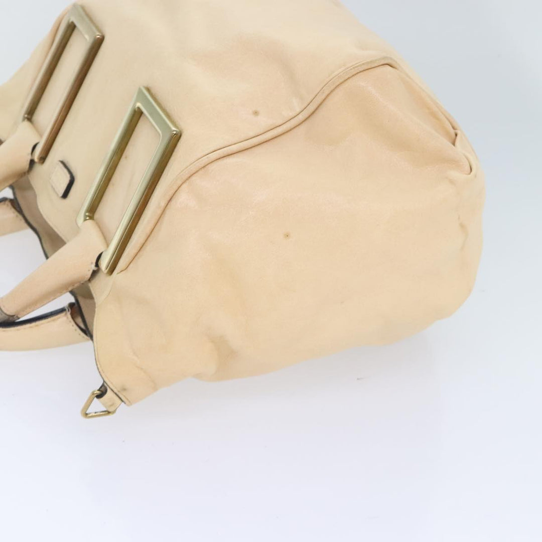 Chloe Etel Hand Bag Leather 2way Beige Gold mr500