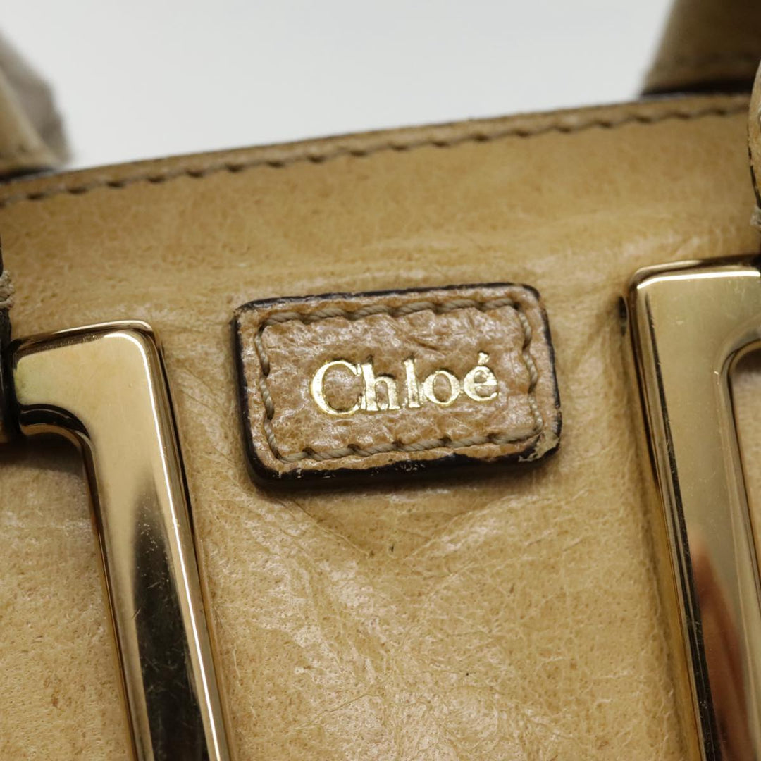 Chloe Etel Shoulder Bag Leather Beige Silver mr503