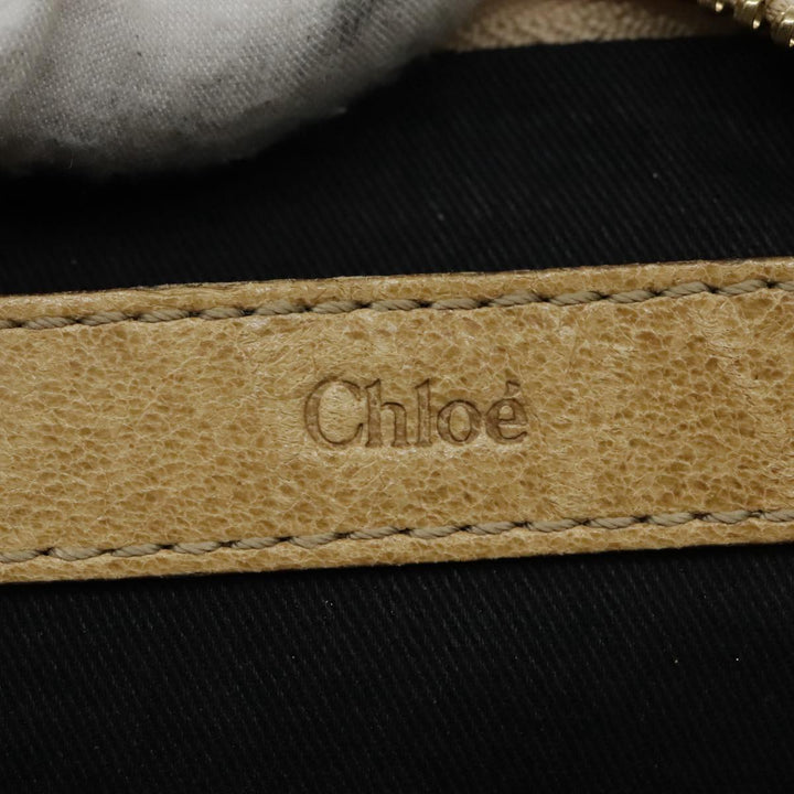 Chloe Etel Shoulder Bag Leather Beige Silver mr503