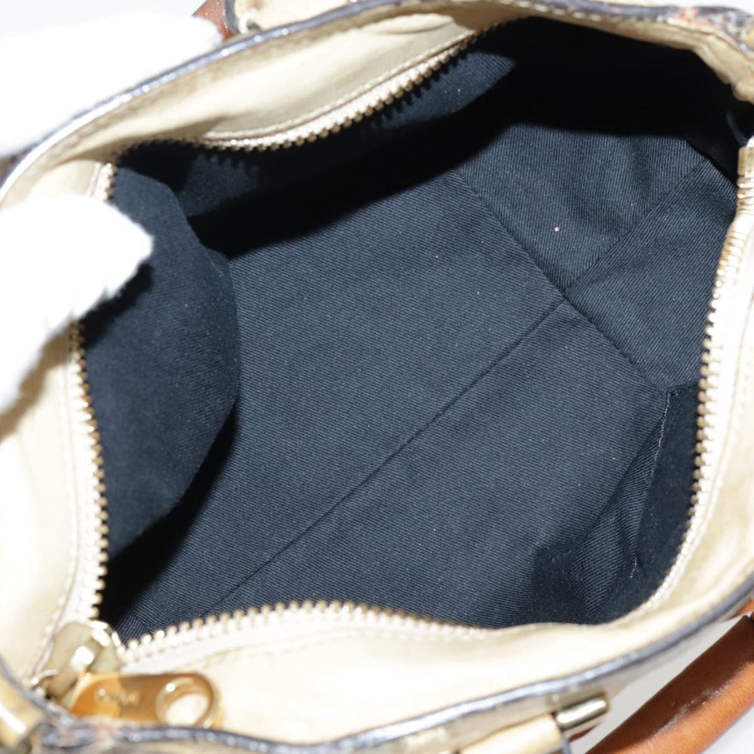 Chloe Etel Shoulder Bag Leather Beige Silver mr503