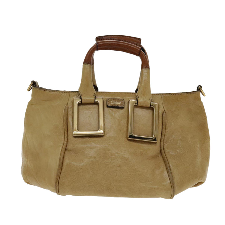 Chloe Etel Shoulder Bag Leather Beige Silver mr503