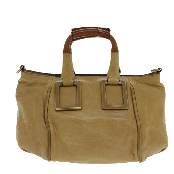 Chloe Etel Shoulder Bag Leather Beige Silver mr503
