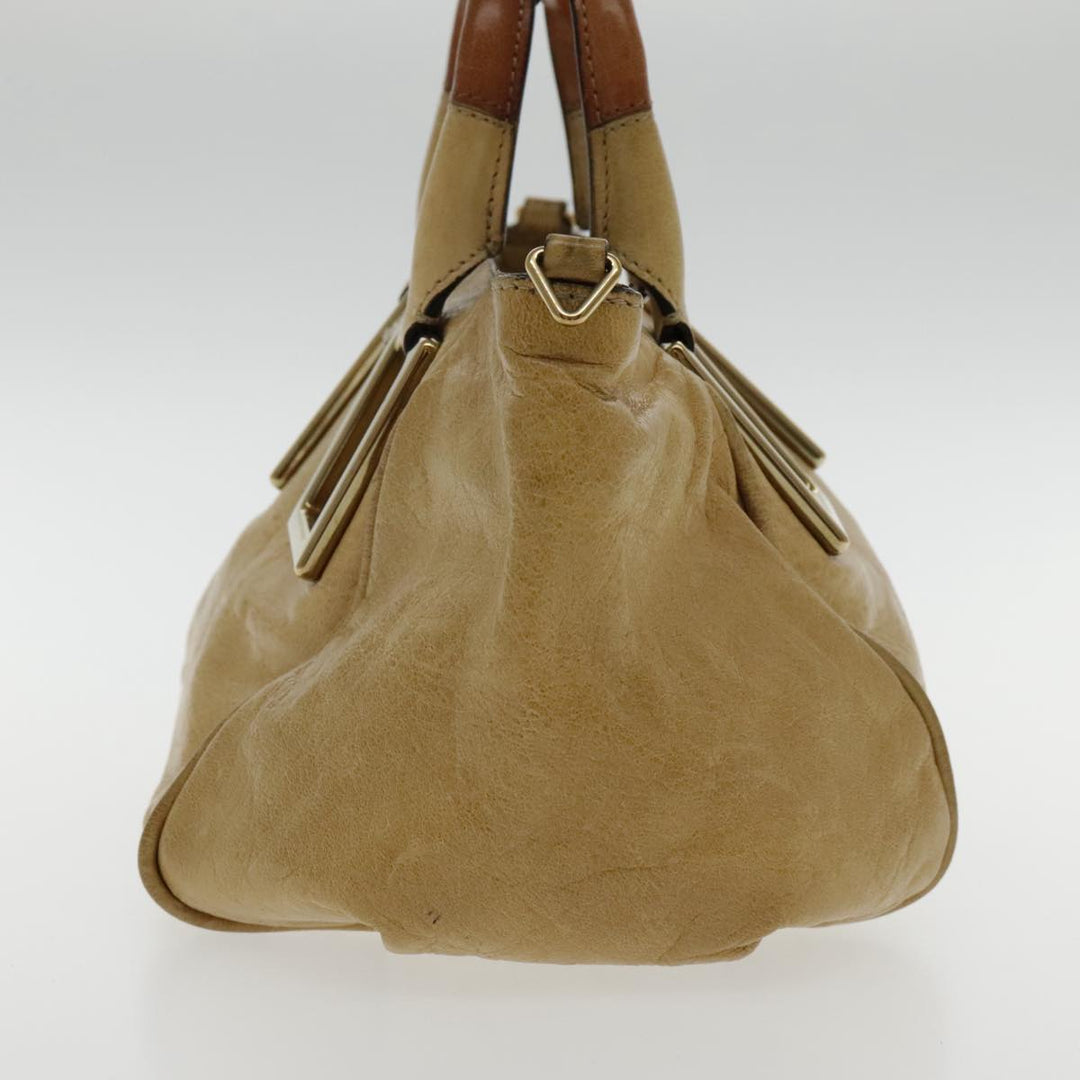 Chloe Etel Shoulder Bag Leather Beige Silver mr503