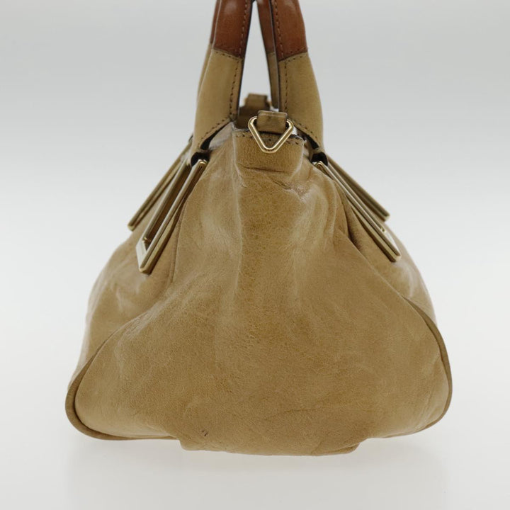 Chloe Etel Shoulder Bag Leather Beige Silver mr503