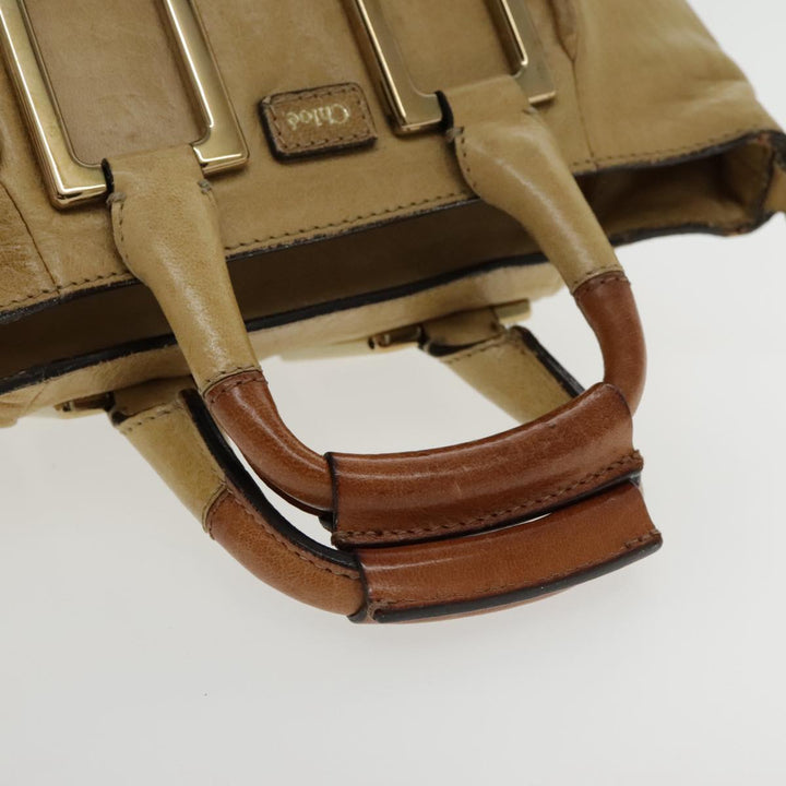 Chloe Etel Shoulder Bag Leather Beige Silver mr503