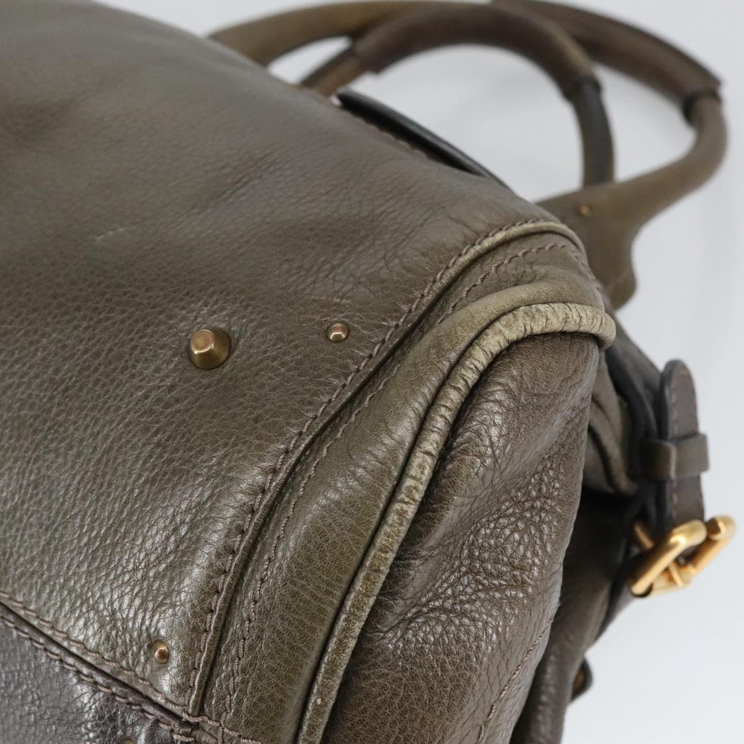 Chloe Paddington Hand Bag Leather Brown Gold Silver mr655