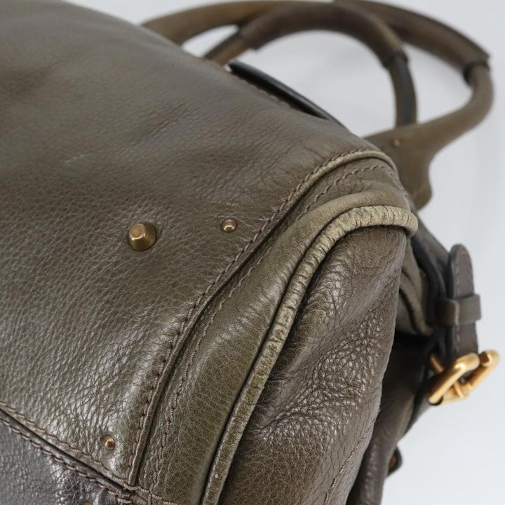 Chloe Paddington Hand Bag Leather Brown Gold Silver mr655