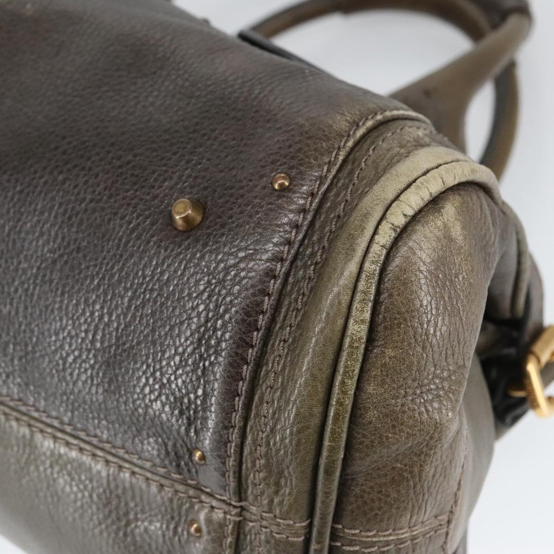 Chloe Paddington Hand Bag Leather Brown Gold Silver mr655