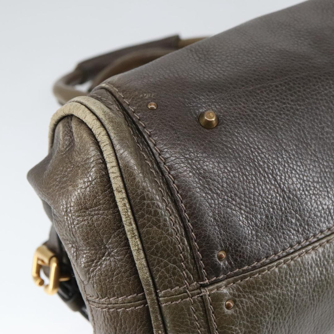 Chloe Paddington Hand Bag Leather Brown Gold Silver mr655