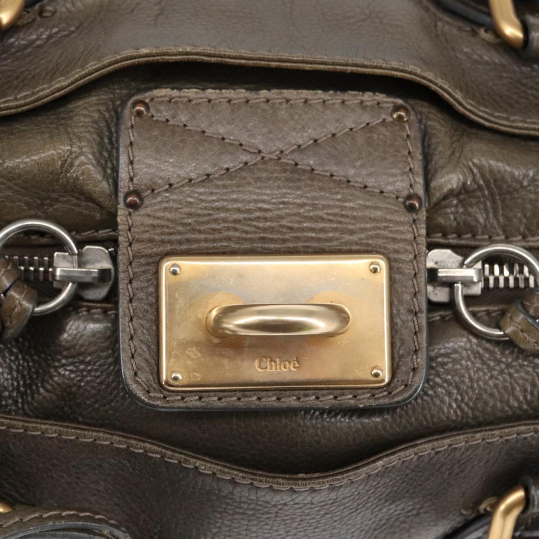 Chloe Paddington Hand Bag Leather Brown Gold Silver mr655