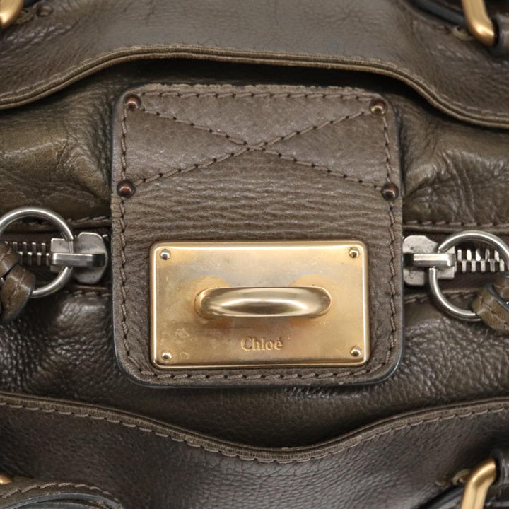 Chloe Paddington Hand Bag Leather Brown Gold Silver mr655