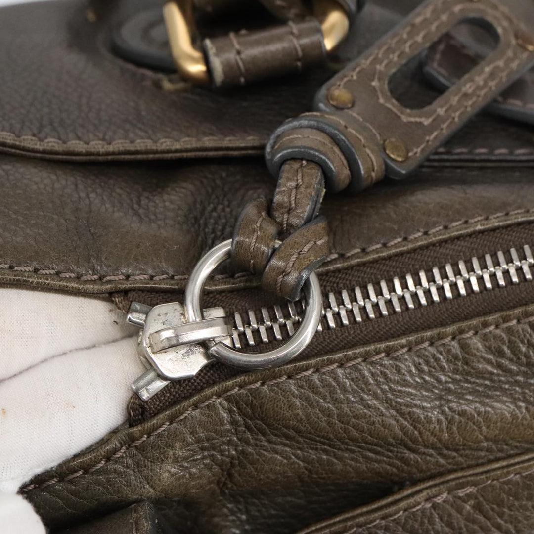 Chloe Paddington Hand Bag Leather Brown Gold Silver mr655