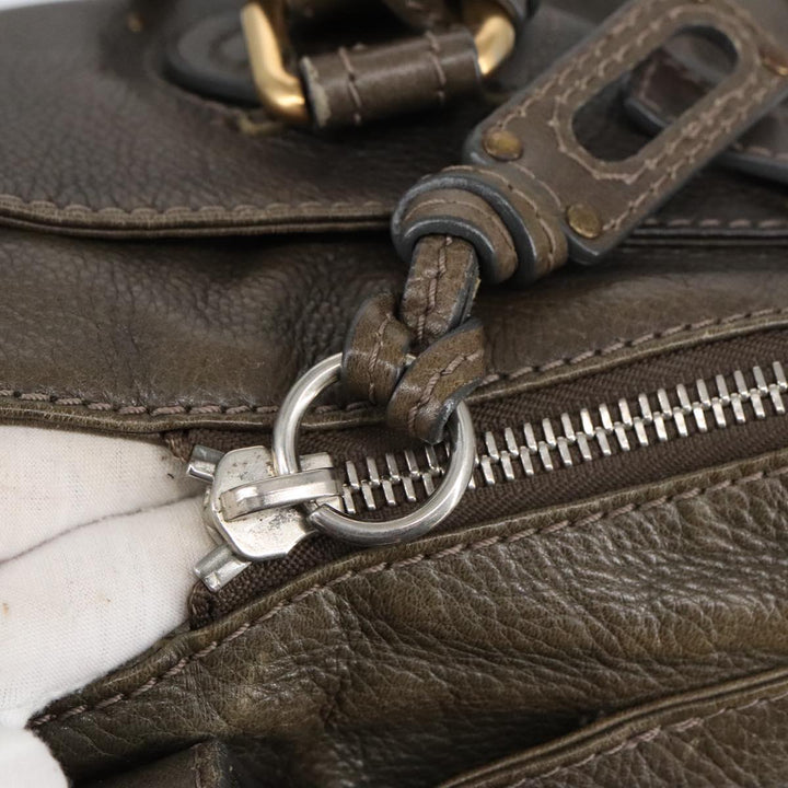 Chloe Paddington Hand Bag Leather Brown Gold Silver mr655