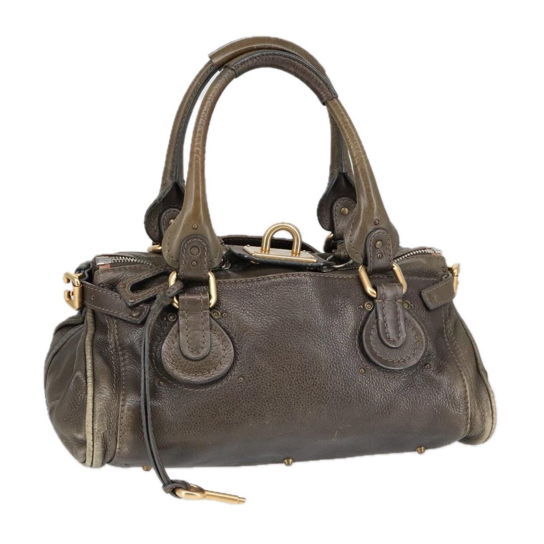 Chloe Paddington Hand Bag Leather Brown Gold Silver mr655