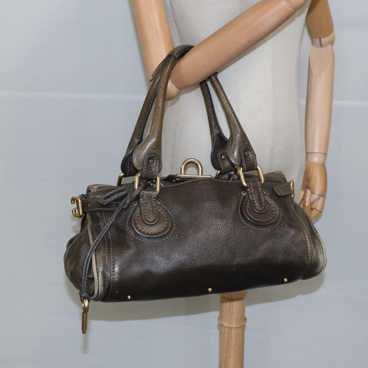 Chloe Paddington Hand Bag Leather Brown Gold Silver mr655