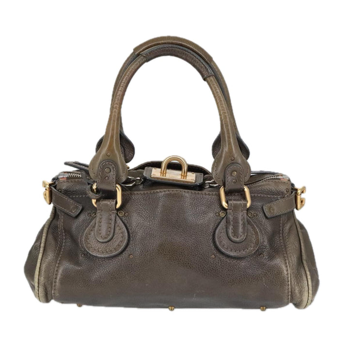 Chloe Paddington Hand Bag Leather Brown Gold Silver mr655