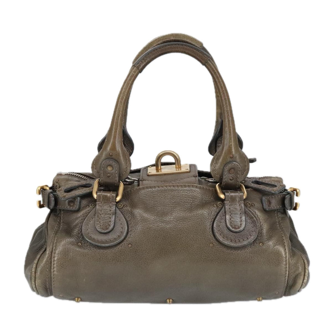Chloe Paddington Hand Bag Leather Brown Gold Silver mr655