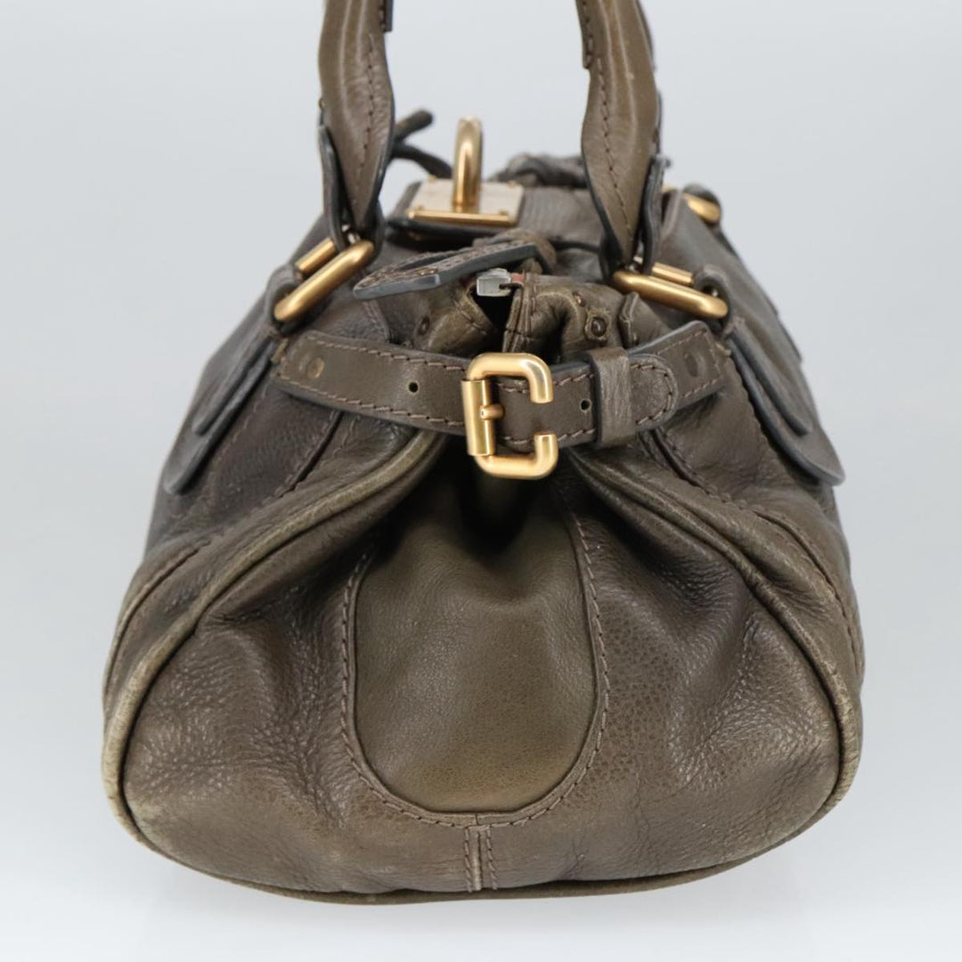 Chloe Paddington Hand Bag Leather Brown Gold Silver mr655